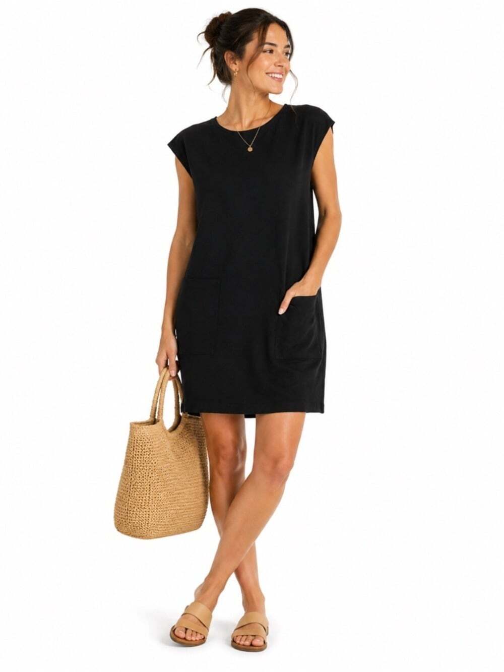 Aritzia Wilfred NORI Black Vegan Suede Sleeveless MIDI Sheath Dress Size Small